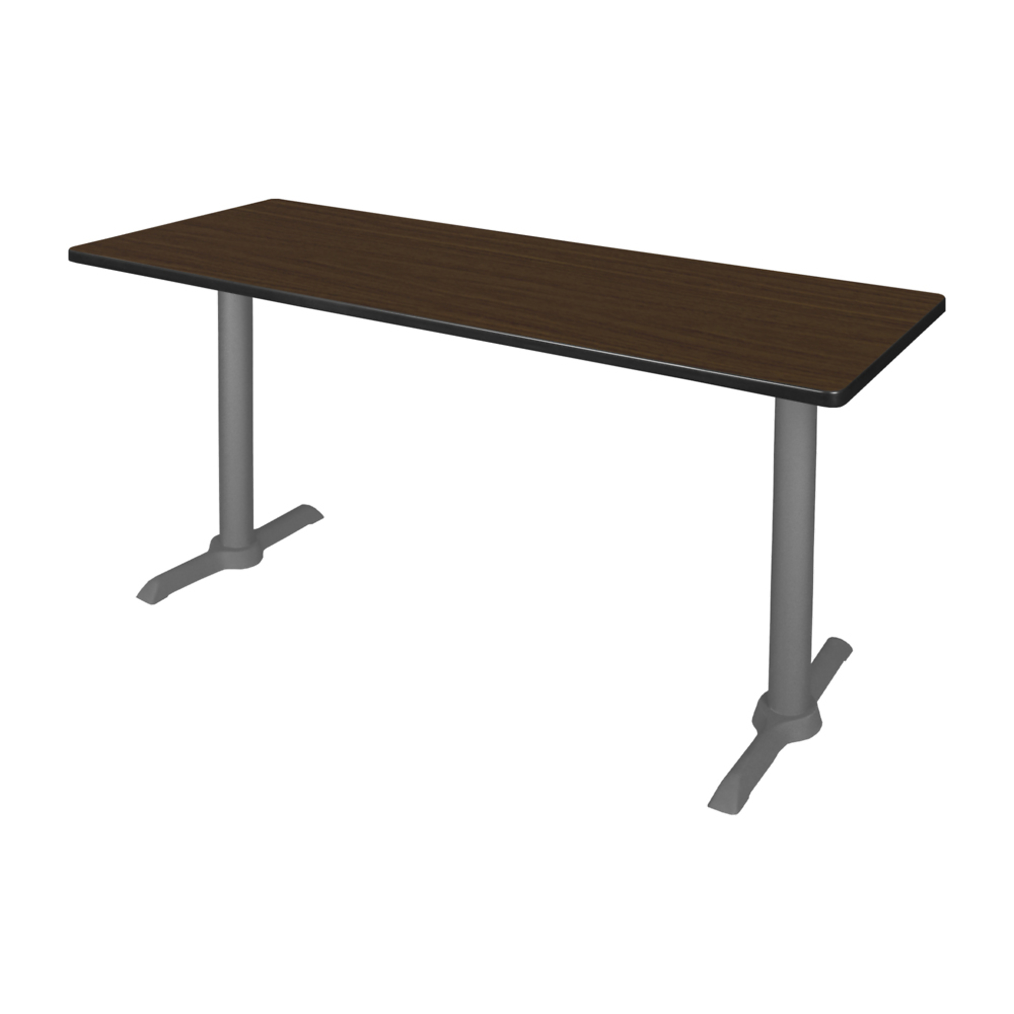 Regency Furniture Cain Training Seminar Table — 66in. x 24in., Steel T-Base, Thermal Fused Melamine, Neo Walnut/Grey Base, Model# MTRCT6624NWGY